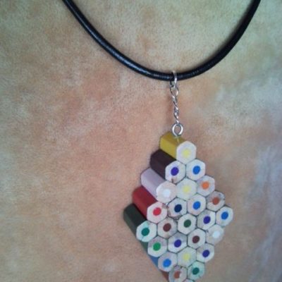 Coloured diamond pencil, crayon necklace pendant