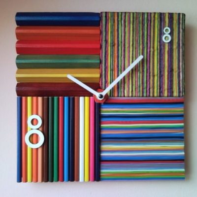 Recycled striped banded streaked streaky wall clock with lucky number