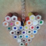 Coloured heart pencil, crayon necklace pendant