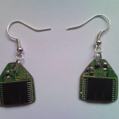 Recycled microchip PCB geekery earrings 1.