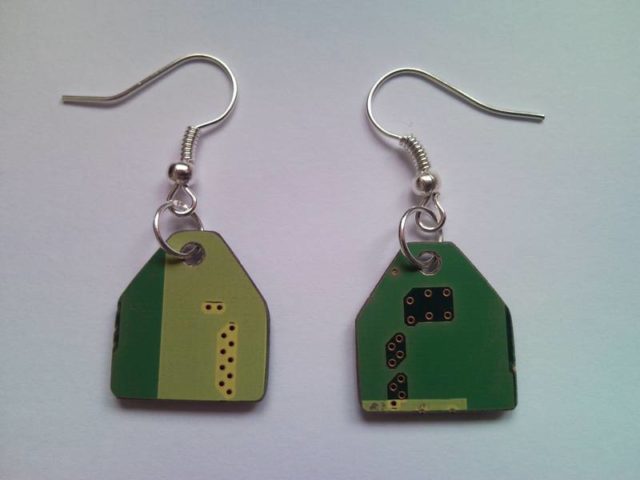 Recycled microchip PCB geekery earrings 1.