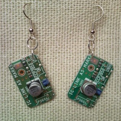 Recycled microchip PCB geekery earrings 4.