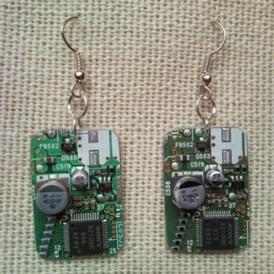 Recycled microchip PCB geekery earrings 5.