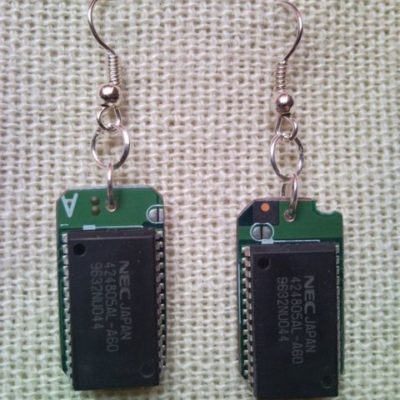 Recycled microchip PCB geekery earrings 6.