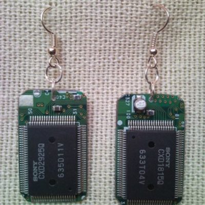 Recycled microchip PCB geekery earrings 7.
