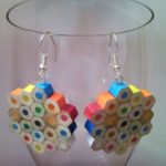 Flower shaped coloured pencil crayon earrings 2.