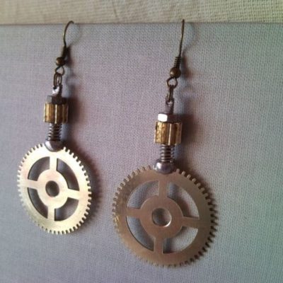 Steampunk style earrings from clockwork gear 2.