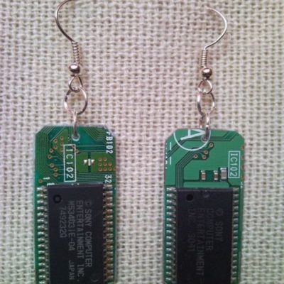 Recycled microchip PCB geekery earrings 10.