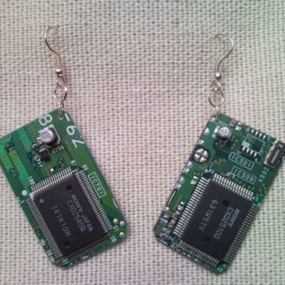 Recycled microchip PCB geekery earrings 15.