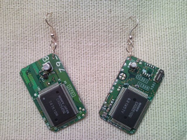 Recycled microchip PCB geekery earrings 15.