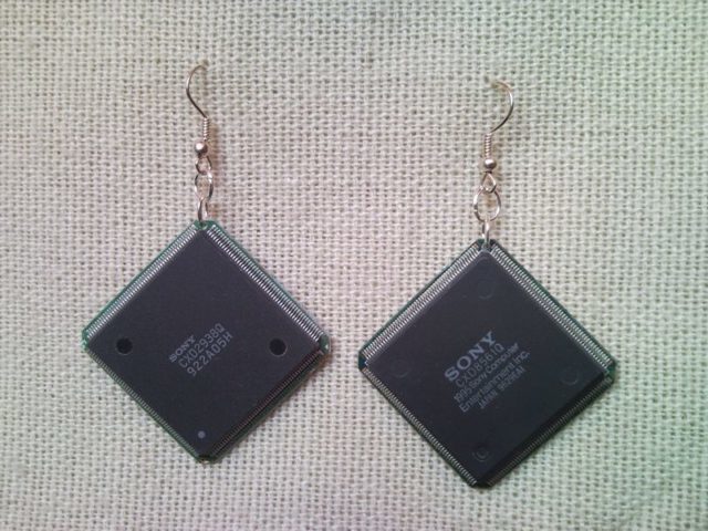 Recycled microchip PCB geekery earrings 16.