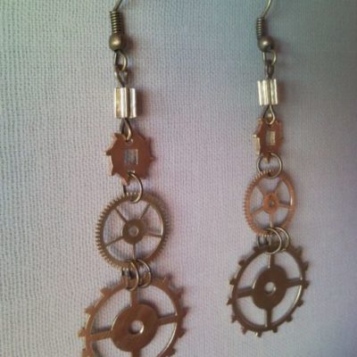 Steampunk style earrings from clockwork gear 3.