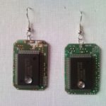 Recycled microchip PCB geekery earrings with strass 7.