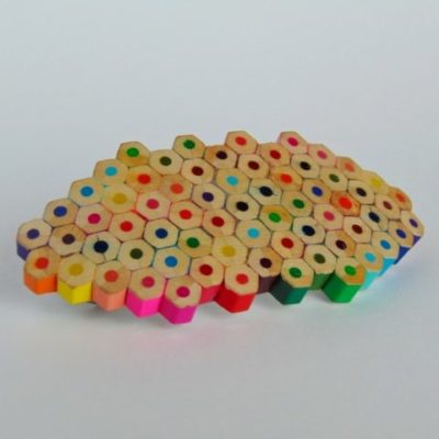 Rainbow colored pencil barrette hair clip accessory for art teacher artist painter