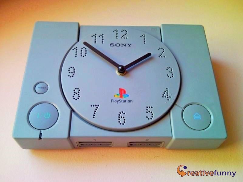 Recycle PlayStation PS1 retro video game console wall clock 2
