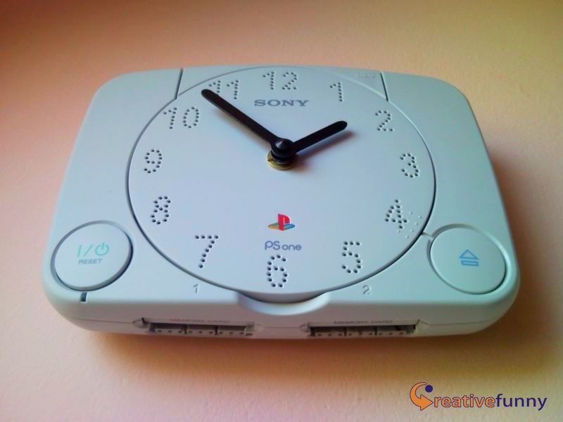See you tomorrow Rough sleep Feed on Recycle PlayStation PS1 retro video game console wall clock 3